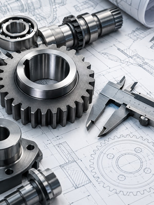 Two engineers reviewing drawings together