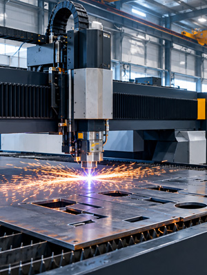 Welder cutting steel with sparks flying